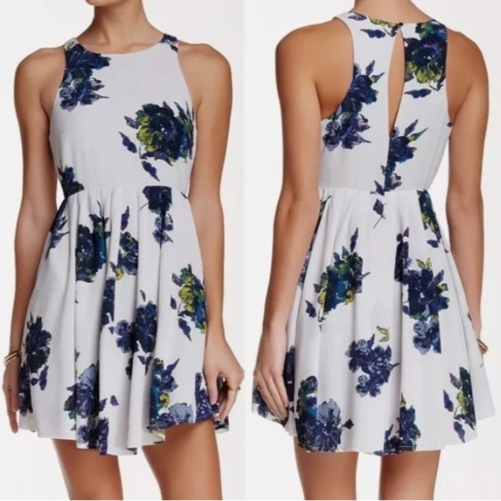 Free People Cloud Combo Floral Flutter By Pleated Dress Sleeveless Size Small‎